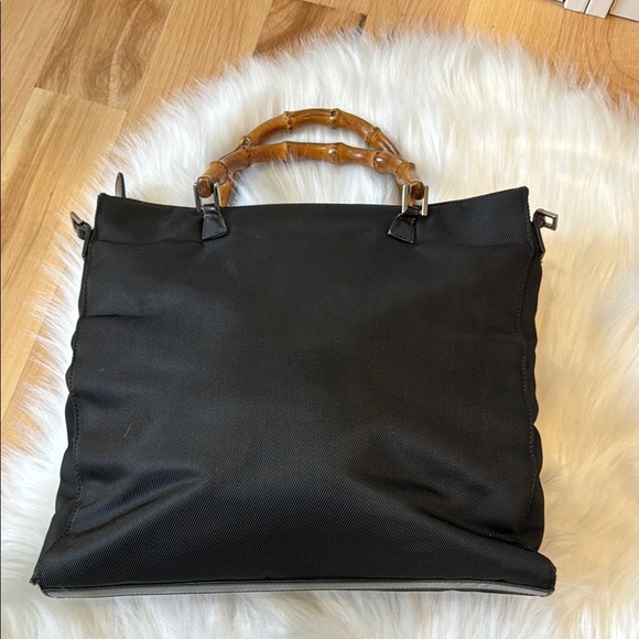 Gucci Black Nylon Tote Bag with Bamboo Handles - Picture 3 of 17